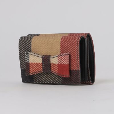 未使用 クレストブリッジチェックＰＶＣ二つ折り財布 赤 レッド 黒 クレストブリッジチェックPVC二つ折り財布（ウォレット/ポーチ）｜BLUE