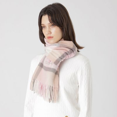クレストブリッジチェックウォッシャブルカシミヤマフラー | BLUE