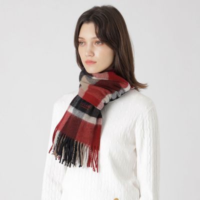 クレストブリッジチェックウォッシャブルカシミヤマフラー | BLUE