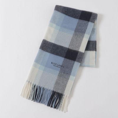 クレストブリッジチェックウォッシャブルカシミヤマフラー | BLUE