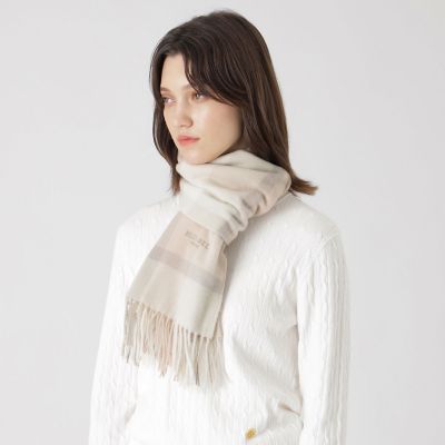 クレストブリッジチェックウォッシャブルカシミヤマフラー | BLUE