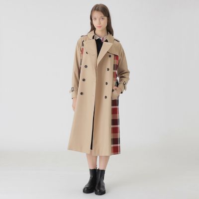 ＜BLUE LABEL CRESTBRIDGE (Women)＞【１０ｔｈ　ＡＮＮＩＶＥＲＳＡＲＹ】ライトギャバジンパーシャルチェックトレンチコート