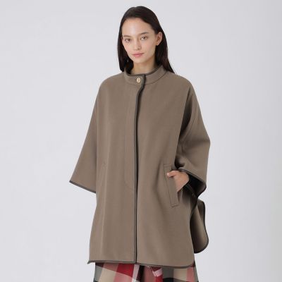 ✨未使用級✨タエアシダ ポンチョ ロングコート グレンチェック スタンドカラー スタンドカラーポンチョ | BLUE LABEL CRESTBRIDGE (Women)/ブルー