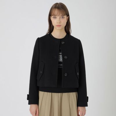 ファインダブルビーバーノーカラージャケット | BLUE LABEL