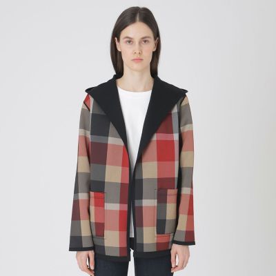 クレストブリッジチェックリバーシブルダンボールミディ丈コーディガン