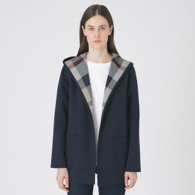 クレストブリッジチェックリバーシブルダンボールミディ丈コーディガン