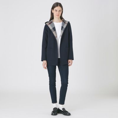 クレストブリッジチェックリバーシブルダンボールミディ丈コーディガン