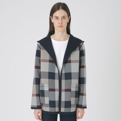 クレストブリッジチェックリバーシブルダンボールミディ丈コーディガン