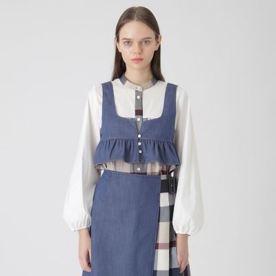 ＜BLUE LABEL CRESTBRIDGE (Women)＞スラブシャンブレーデニムショートビスチェ