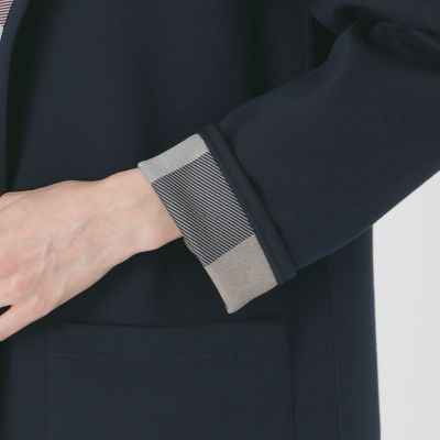 クレストブリッジチェックリバーシブルダンボールコーディガン | BLUE