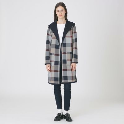 クレストブリッジチェックリバーシブルダンボールコーディガン | BLUE