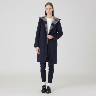 クレストブリッジチェックリバーシブルダンボールコーディガン | BLUE