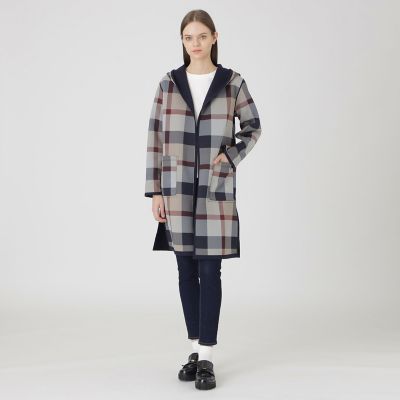 クレストブリッジチェックリバーシブルダンボールコーディガン | BLUE