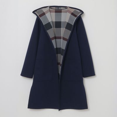 クレストブリッジチェックリバーシブルダンボールコーディガン | BLUE