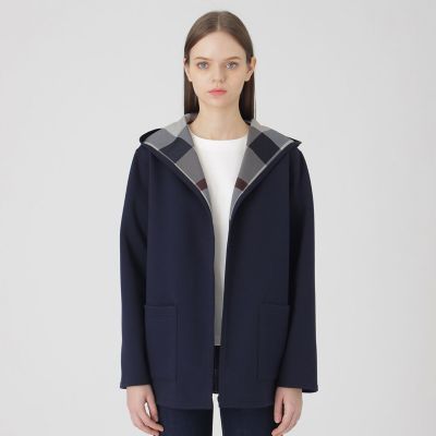 クレストブリッジチェックリバーシブルダンボールミディ丈コーディガン