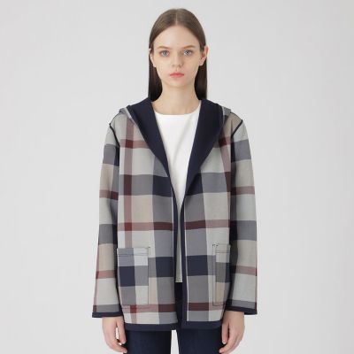 クレストブリッジチェックリバーシブルダンボールミディ丈コーディガン