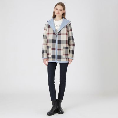 クレストブリッジチェックリバーシブルダンボールミディ丈コーディガン