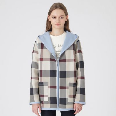 クレストブリッジチェックリバーシブルダンボールミディ丈コーディガン