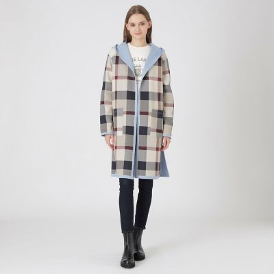 クレストブリッジチェックリバーシブルダンボールコーディガン | BLUE