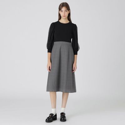 ＜BLUE LABEL CRESTBRIDGE (Women)＞チュールスリーブニットドッキングドレス