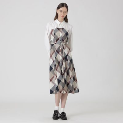 クレストブリッジチェックライトクロッシングツイルシャツドレス