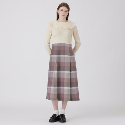 クレストブリッジチェックニットコンビドレス | BLUE LABEL
