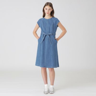 デニムライクパーシャルチェックドレス | BLUE LABEL CRESTBRIDGE