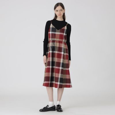クレストブリッジチェックライトクロッシングツイルキャミソールドレス