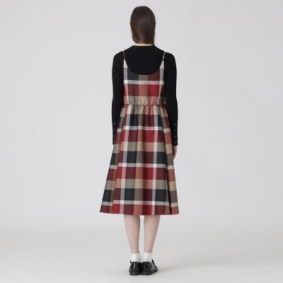 クレストブリッジチェックライトクロッシングツイルキャミソールドレス