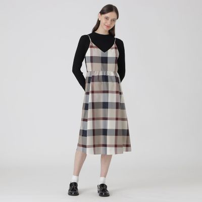 クレストブリッジチェックライトクロッシングツイルキャミソールドレス