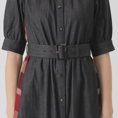 デニムライクパーシャルチェックドレス | BLUE LABEL CRESTBRIDGE