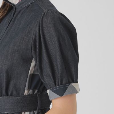 デニムライクパーシャルチェックドレス | BLUE LABEL CRESTBRIDGE