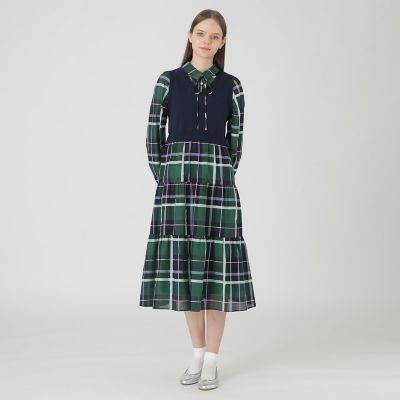 クレストブリッジチェックシャドードビードッキングドレス | BLUE