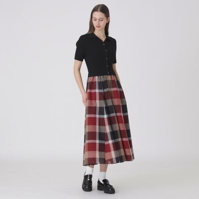 ＜BLUE LABEL CRESTBRIDGE (Women)＞クレストブリッジチェックシアーボイルコンビドレス