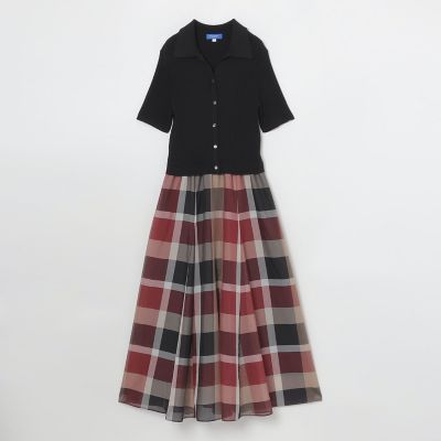 クレストブリッジチェックシアーボイルコンビドレス | BLUE LABEL