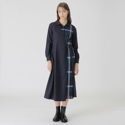 デニムライクパーシャルチェックドレス | BLUE LABEL CRESTBRIDGE