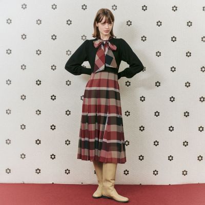 sweetコラボ】クレストブリッジチェックニットコンビドレス
