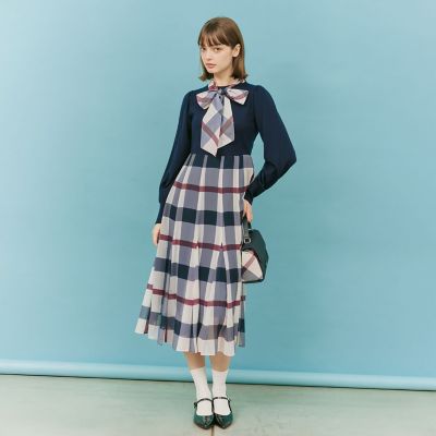 ♥ブルーレーベルクレストブリッジ♥sweetコラボ♡♡ワンピ３６♡♡美品▶◀*. sweetコラボ】クレストブリッジチェックニットコンビドレス