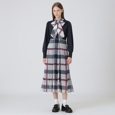 sweetコラボ】クレストブリッジチェックニットコンビドレス