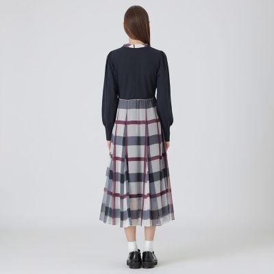 sweetコラボ】クレストブリッジチェックニットコンビドレス