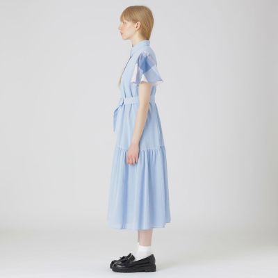 BLUELABEL CRESTBRIDGEティアードワンピース38 10周年記念】クリスピーシアーボイルティアードドレス | BLUE LABEL