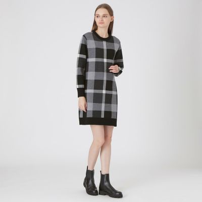 ＜BLUE LABEL CRESTBRIDGE (Women)＞クレストブリッジチェックウーリージャカードドレス