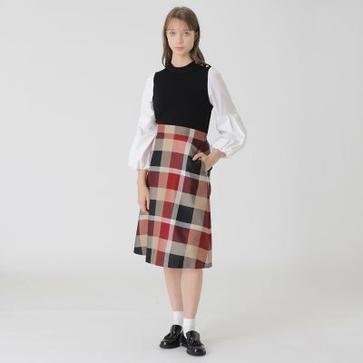 セール】ツイードドッキングドレス（ワンピース）｜BLUE LABEL CRESTBRIDGE（ブルーレーベルクレストブリッジ）のファッション通販 -  ZOZOTOWN ♡美品♡ブルーレーベル ツイードドッキングブラウス