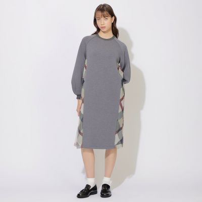 限定カラーあり】チェックプリーツコンビジャージードレス | BLUE