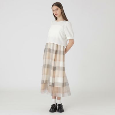sweetコラボ】クレストブリッジチェックチュールプリントドレス