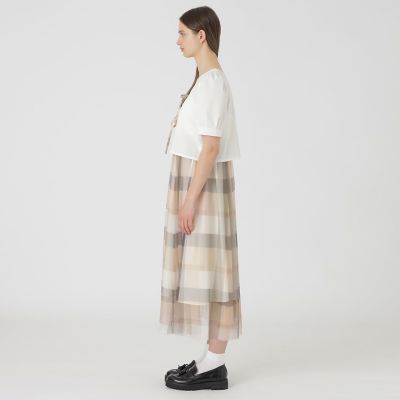 sweetコラボ】クレストブリッジチェックチュールプリントドレス