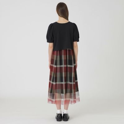 sweetコラボ】クレストブリッジチェックチュールプリントドレス