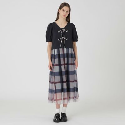 sweetコラボ】クレストブリッジチェックチュールプリントドレス