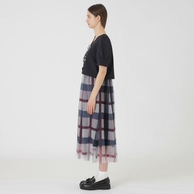sweetコラボ】クレストブリッジチェックチュールプリントドレス