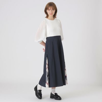 フロントポケットパーシャルチェックドレス | BLUE LABEL CRESTBRIDGE